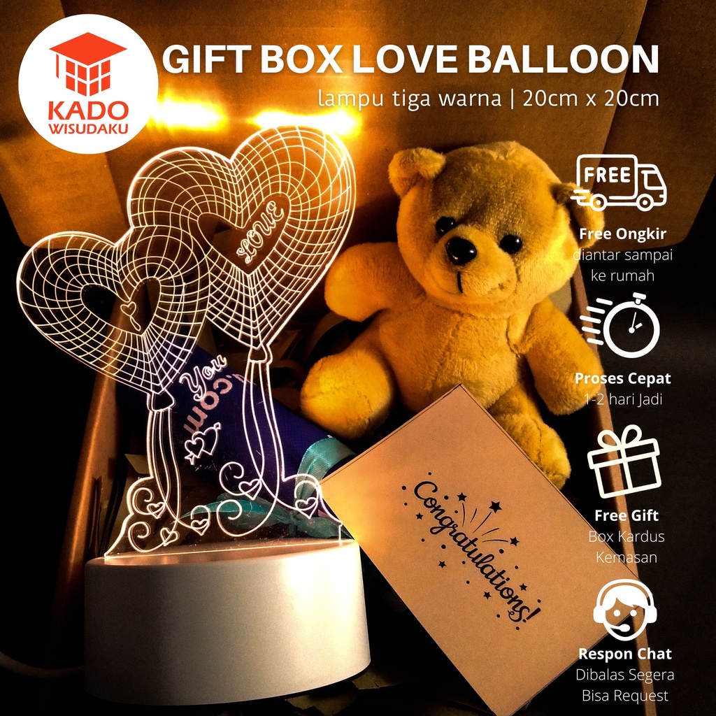 

Gift Box Lampu LED Love Balloon Mini Teddy