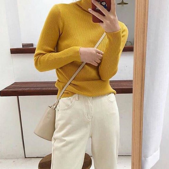 Pretty  turtleneck/ basic korean inner knit/ ribbed turtleneck premium