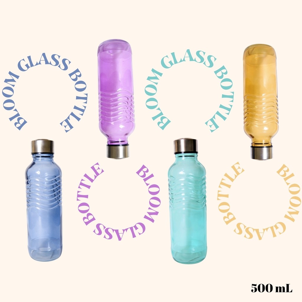 Bloom Glass Tumbler 500 Ml | Botol Minum Kaca | Glass Coffee Bottle | Botol Kopi Cantik