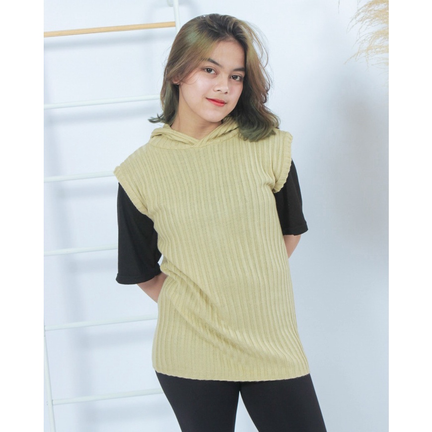 KALILA - CHOKKI Hoody Vest Atasan Rajut Halus Wanita Dewasa | Atasan Rajut Wanita
