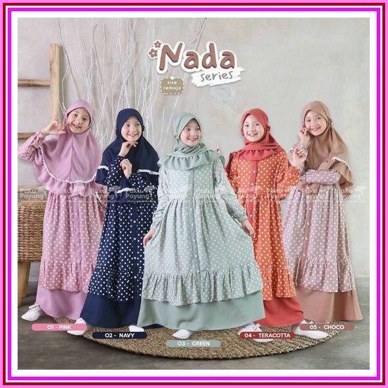 Gamis Anak Fi.Fe Nada Polka Gamis Anak Perempuan 7-9 Tahun Gamis Plus Kerudung Gamis Polka Gamis Pol
