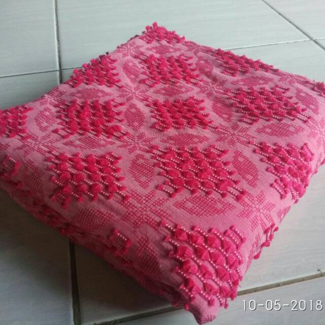 Kain tenun songket Baron bulu pink hijau dan ungu terbaru