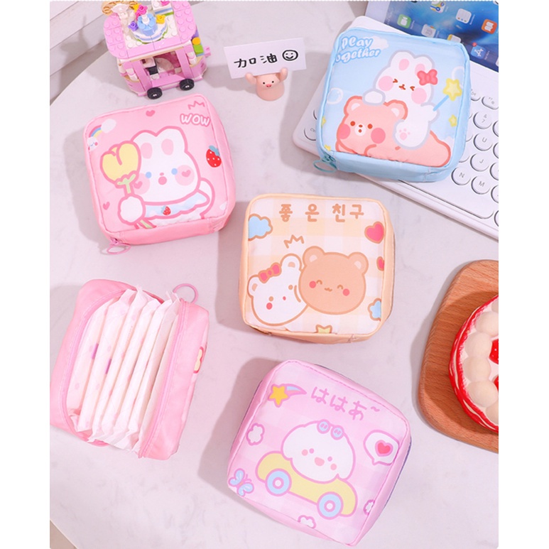 Kawaii Sanitary Napkin Storage Bag Portable Mini Pack Small Bag Large Capacity Coin Purse Girls