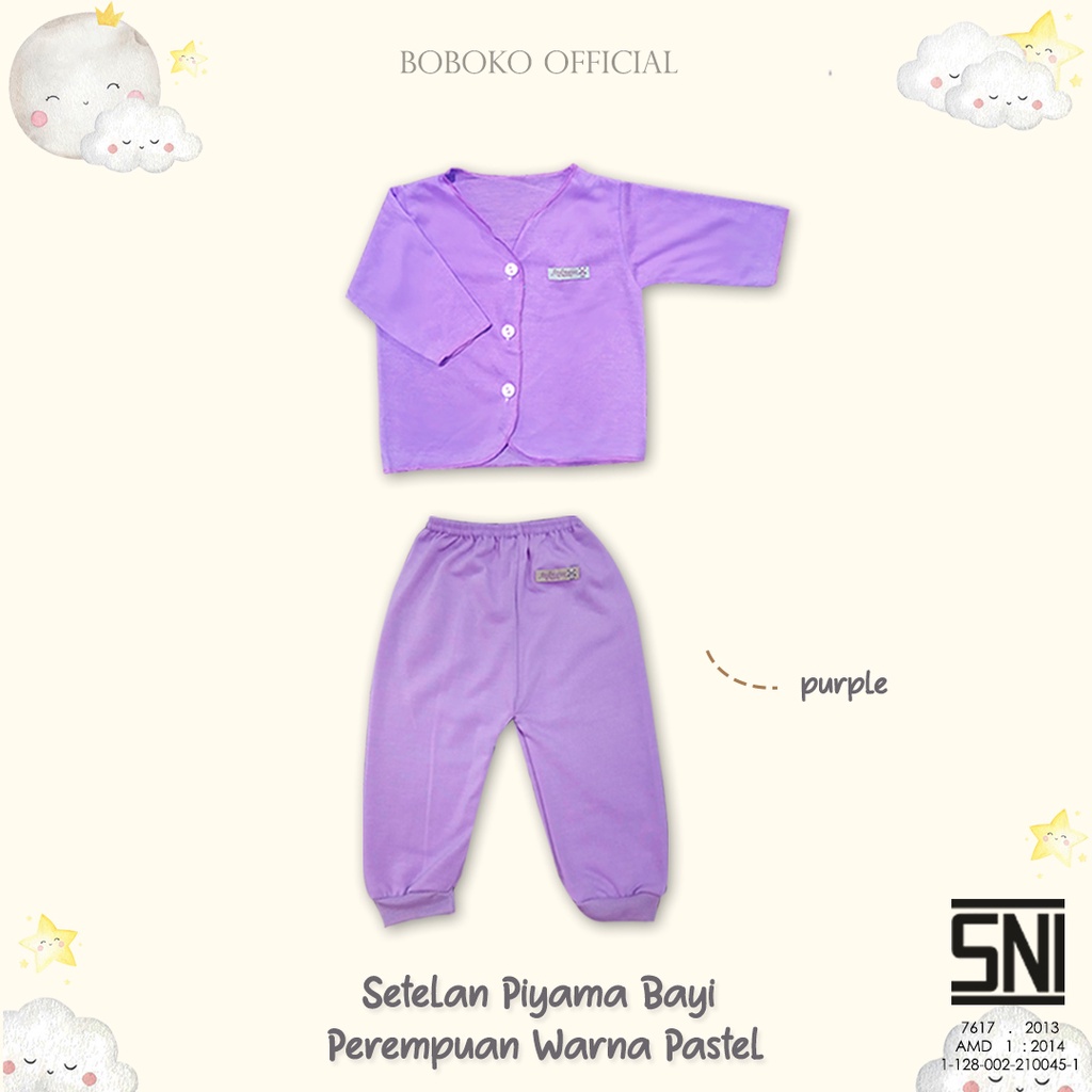 BOBOKO SETELAN BAYI PEREMPUAN LENGAN PANJANG WARNA PASTEL