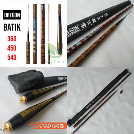 Joran Tegek Oregon Batik 360 450 540 Ruas Panjang Atau Alat Tangkai Pancing Carbon Action Medium Mur