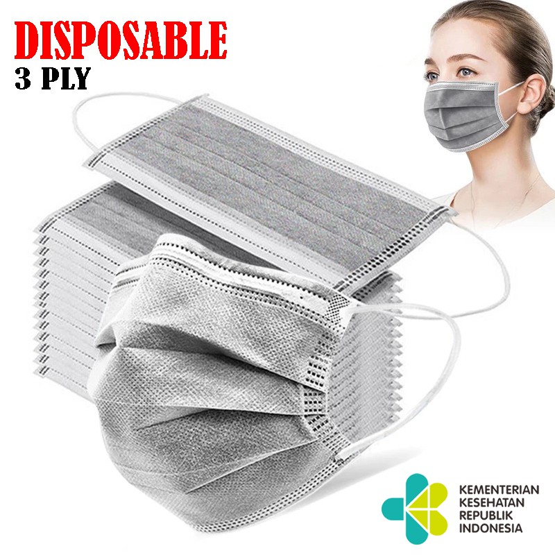 masker earloop isi 50pcs 3ply disposable mask daily mask masker kesehatan anti virus masker mulut