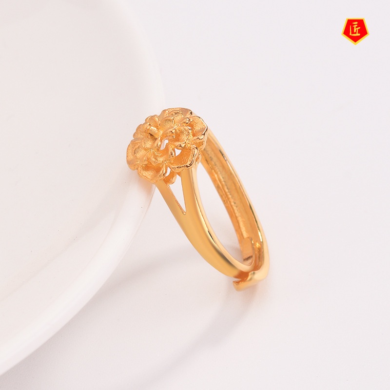 [Ready Stock]Fashion Simple 3D Golden Flower Ring