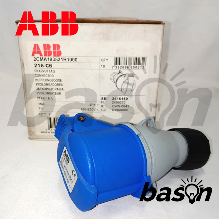 ABB Connectors 216C6 16A 200-250V IP44 2P+E | Blue