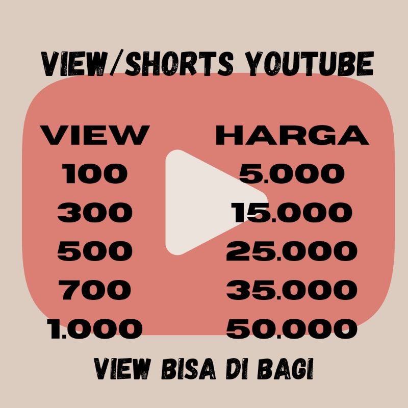 1000 VIEW / SHORTS YOUTUBE TERMURAH