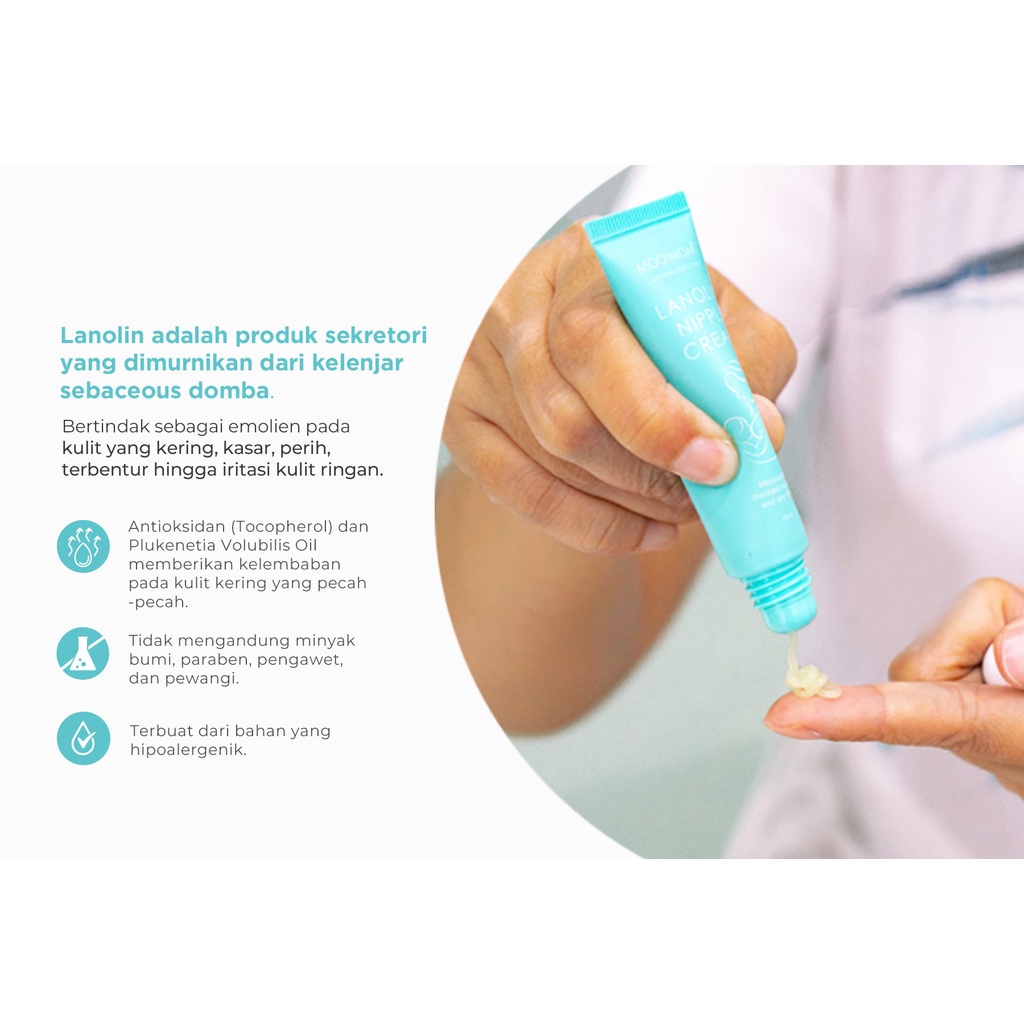MOOIMOM Lanolin Nipple Cream Pelembap Kulit dan Puting (15 ml)