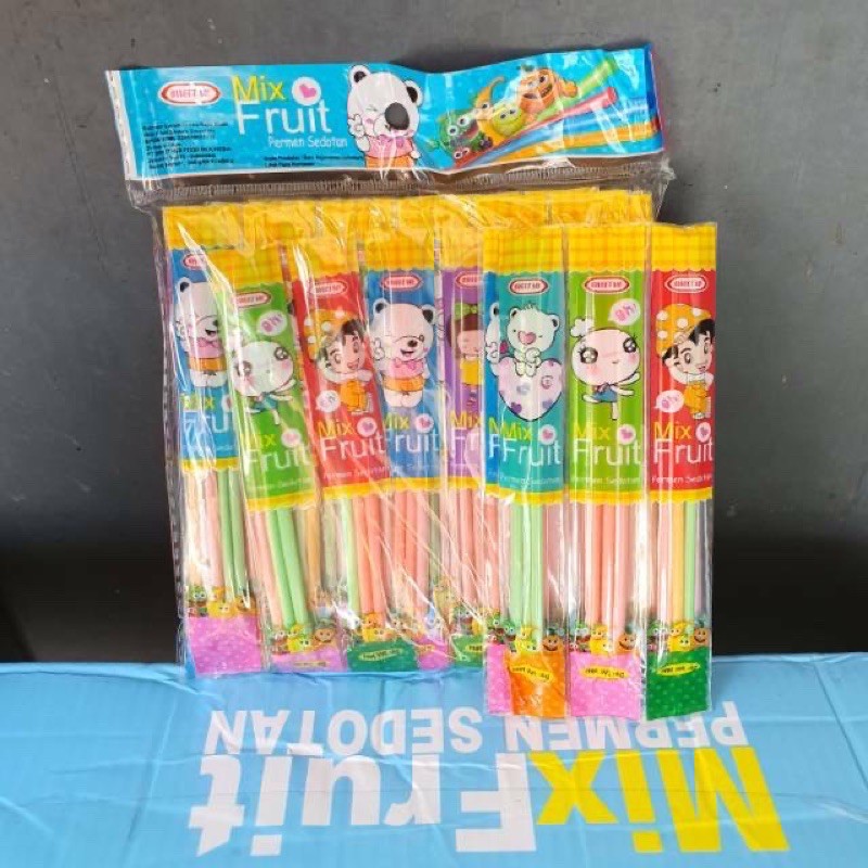 mix fruit permen sedotan permen serbuk 60pcs