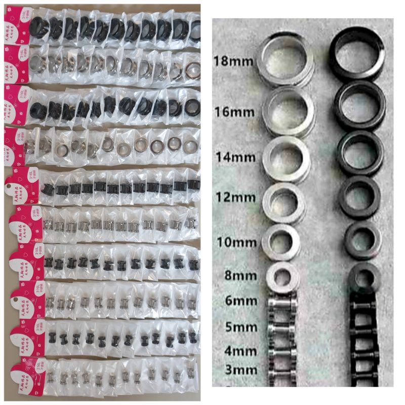 Percing Plong Ear Plug Stainless Steel 12buah Kulakan Grosir