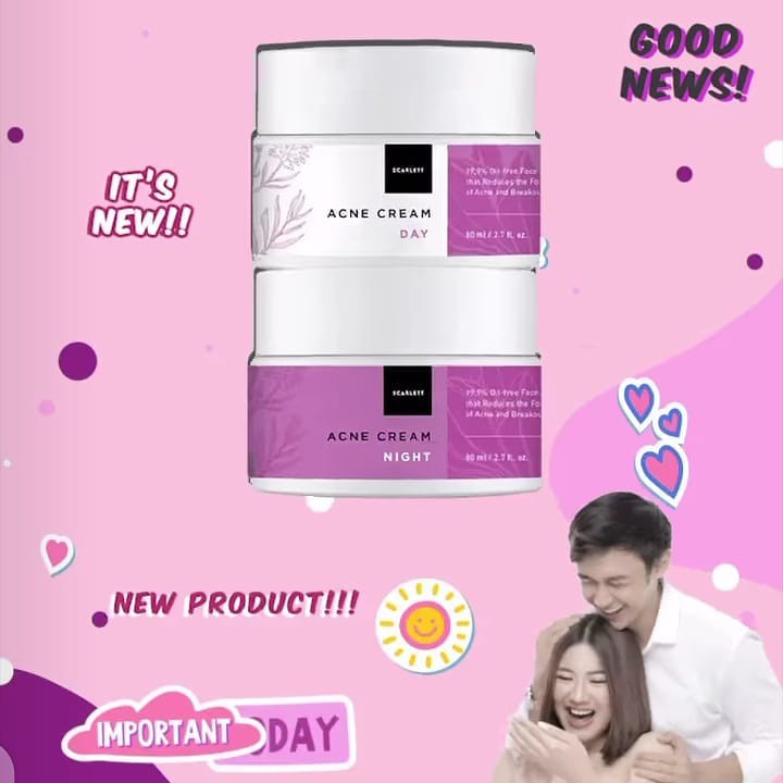 SCARLETT Acne Cream DAY / NIGHT ORIGINAL BPOM Girlsneed77 Krim Wajah Scarlett Whitening