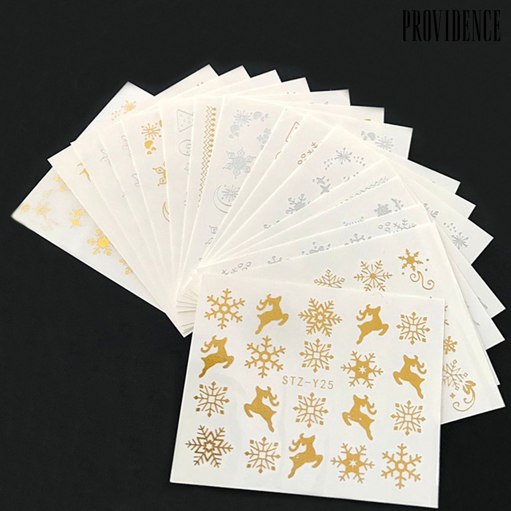 Providence 16Pcs Manicure Decal Delicate Lightweight Solid Color Gold Color Snowflake Manicure Sticker for Women