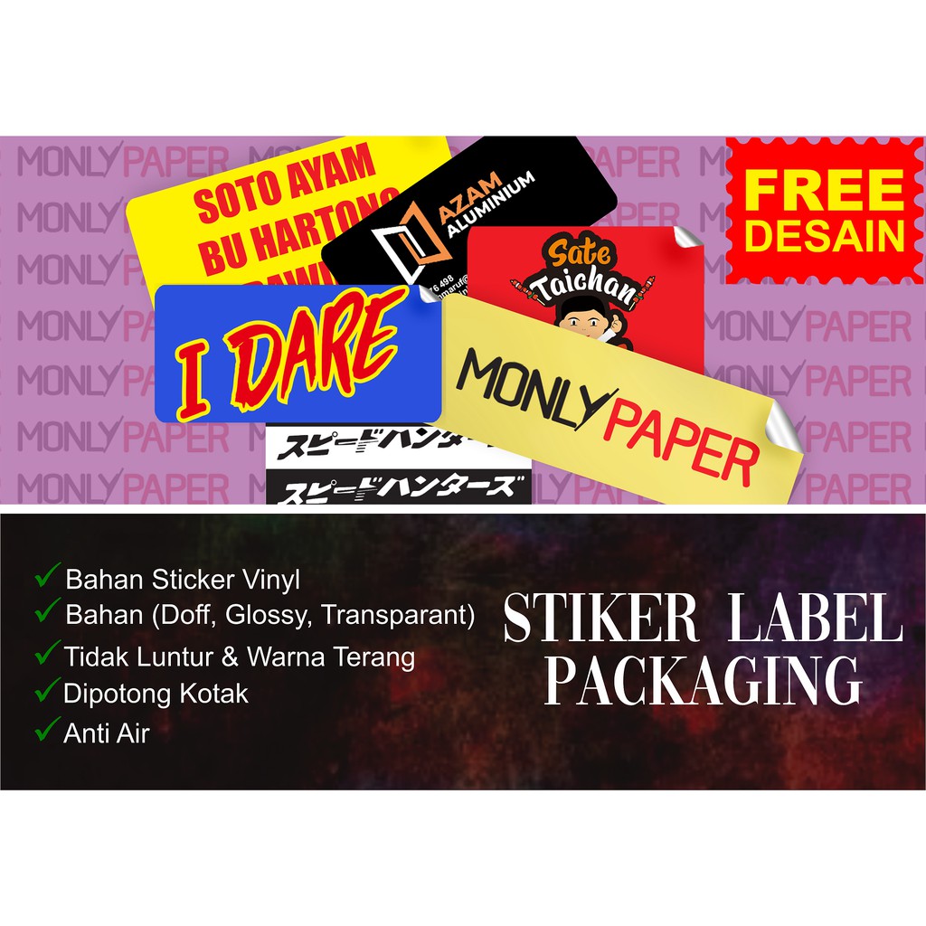 

Sticker label kemasan custom model kotak