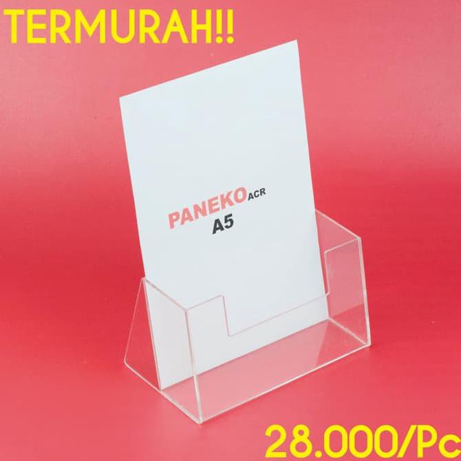 

BARANG BARU RAK BROSUR AKRILIK/ACRYLIC TEMPAT BROSUR UKURAN A5 ISI (4PCS)