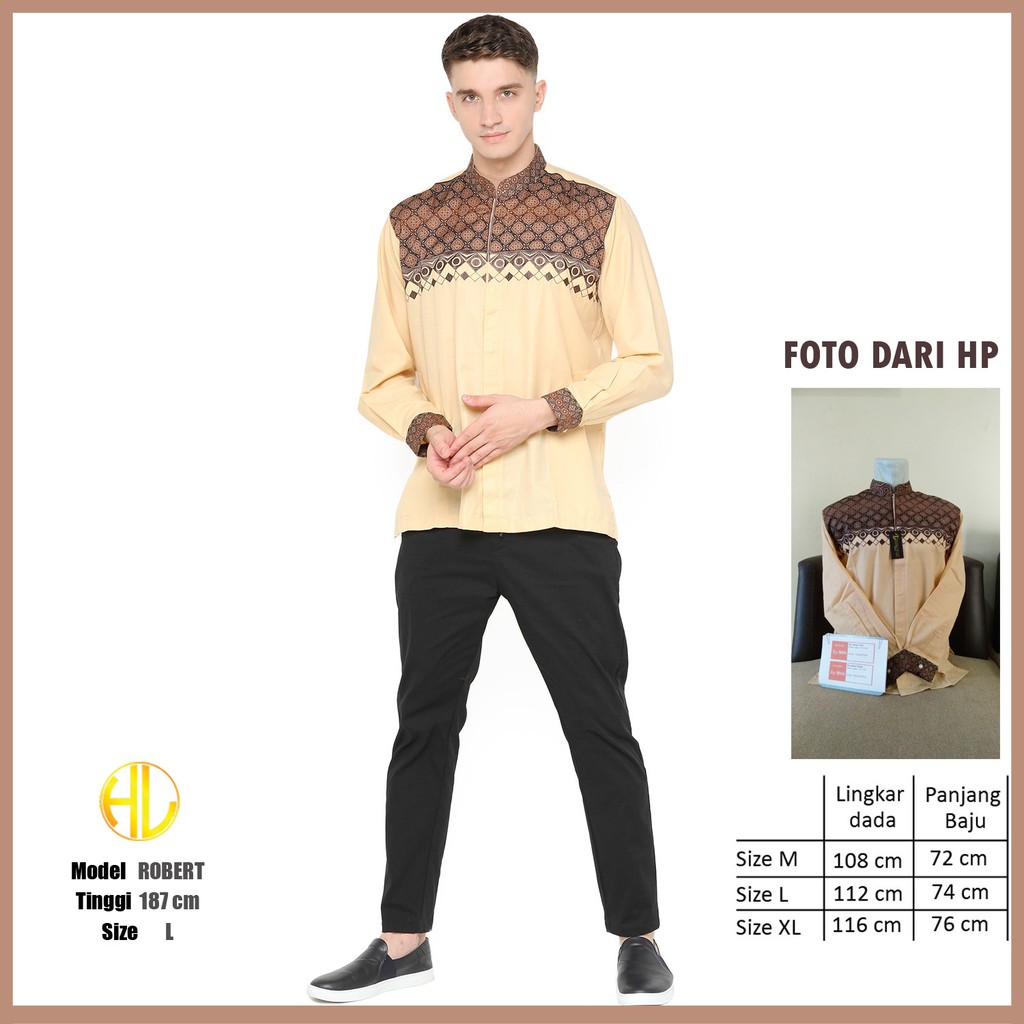 Baju Koko Batik Putih Lengan Pendek Katun Pria Motif Bordir | Kemeja Pria Muslim Motif - Diamond