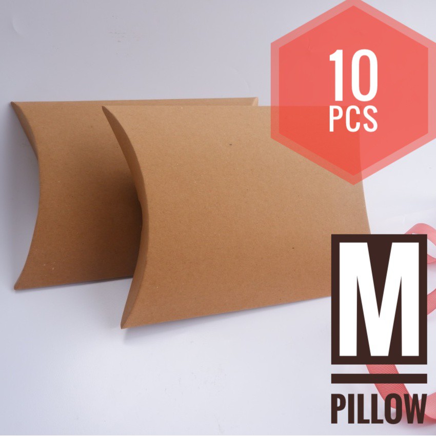 

[HARGA 10 PCS] PILLOW BOX KRAFT MEDIUM / Packaging / Paperbag (M Kraft 280gr, 18 x 23.5 x 5 cm)