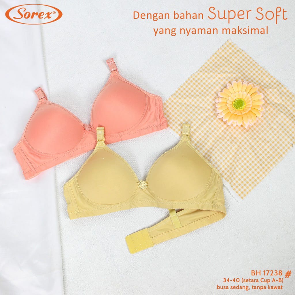 K17238 B17239 Sorex Bra Tanpa Kawat Super Soft Busa Sedang Setara Cup B BH Harian Simple Polos