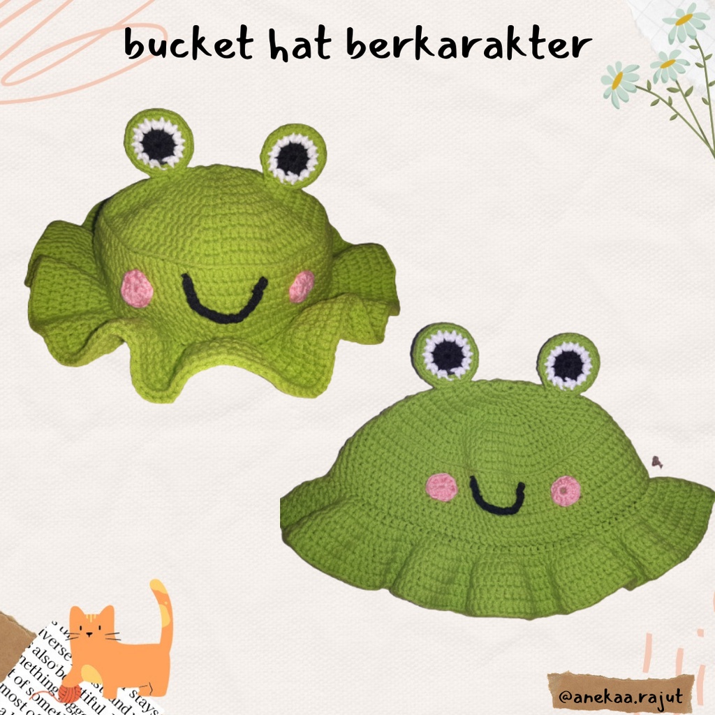 [PRE ORDER] Frog Bucket Hat Rajut (Topi Rajut Kodok)