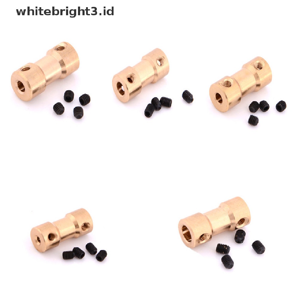 (whitebright3.id) Adaptor Konektor Kopling Shaft Motor Bahan Tembaga Ukuran 2 / 3 / 3.17 / 4 / 5mm