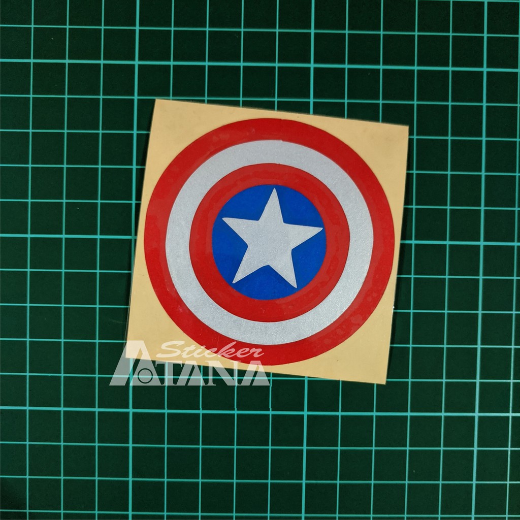 Stiker Cutting Reflective Tameng Captain America Avenger 7,5 x 7,5 cm