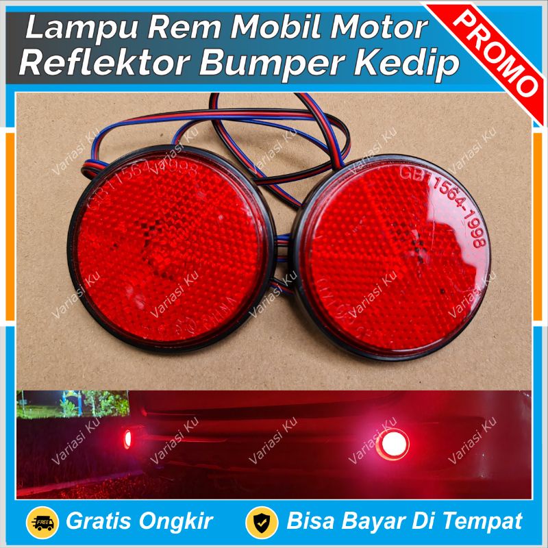 LAMPU REM REFLEKTOR SPAKBOR BUMPER DRL MATA KUCING BULAT 2 MODE BISA KEDIP UNTUK MOBIL & MOTOR: VARI