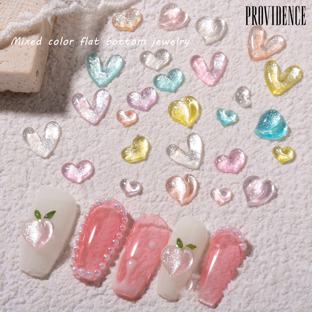 Providence 30pcs / Set Ornamen Berlian Imitasi Bentuk Hati Untuk Dekorasi Nail Art