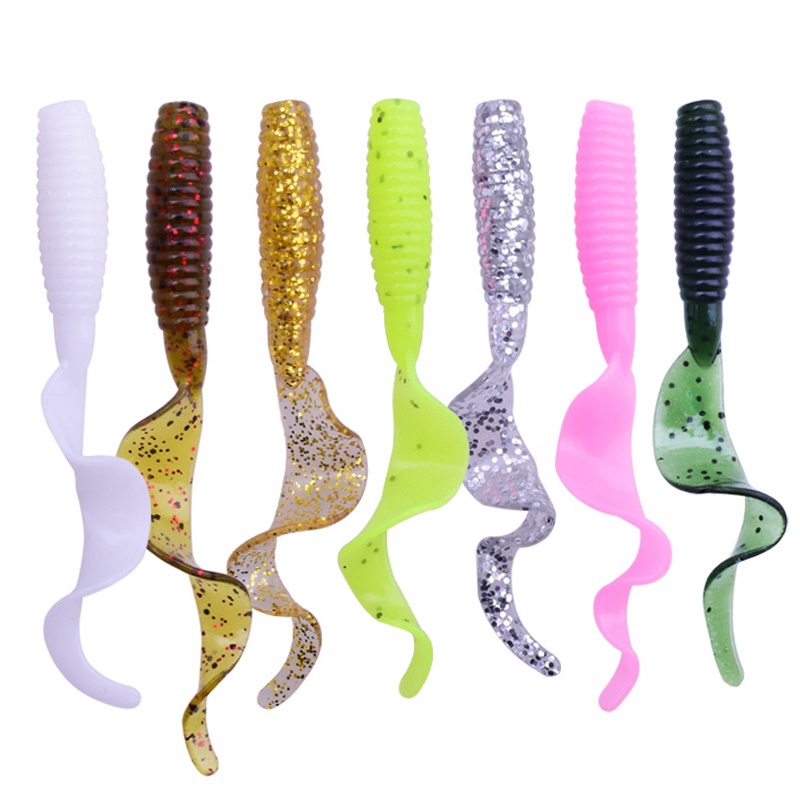 10Pcs Soft Lure Softworm Umpan Pancing T-tail Fishing Lure 5.5cm 1.3g Swimbait Bass Wobbler Lifelike Lunak Locust