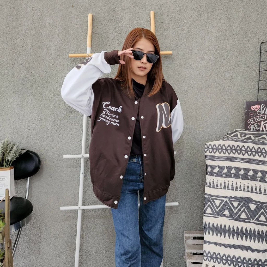 N BASEBALL Jacket Varcity Baseball Oversize-Outerwear Pria Wanita Fashion Terkini Korean Style