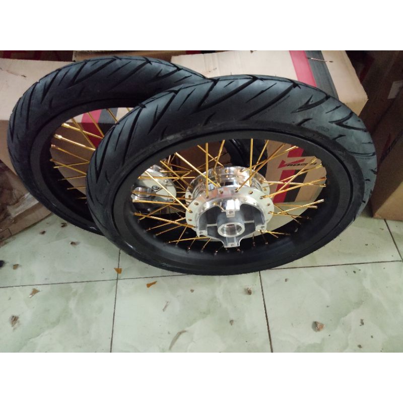 velg jari jari Megapro mono double disk tapak lebar ring 17 x215/185 plus ban