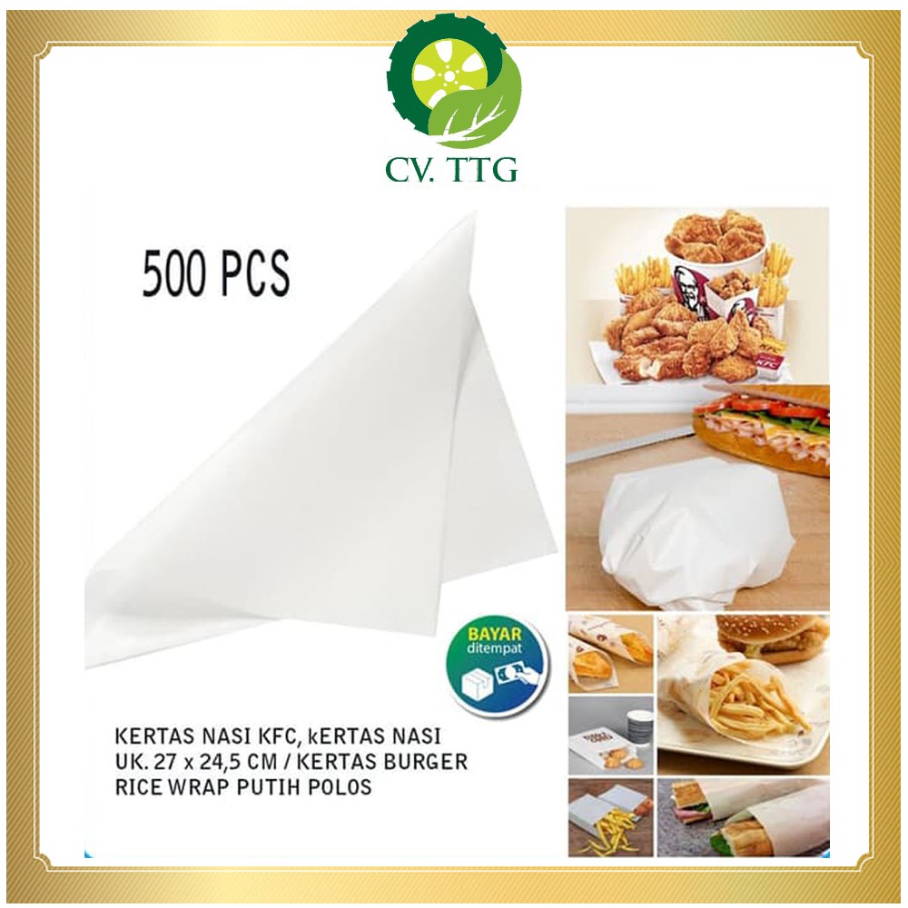 

Kertas Nasi KFC / Kertas Pembungkus Makanan Ukuran 27 x 24,5 cm - ISI 500 Lembar