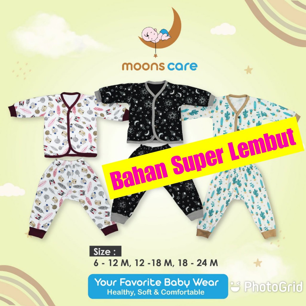 NEWBORN MOONS STELAN PANJANG PREMIUM BABYMOON STELAN BAJU BARU LAHIR NEWBORN BAJU BAYI BAJU PANJANG