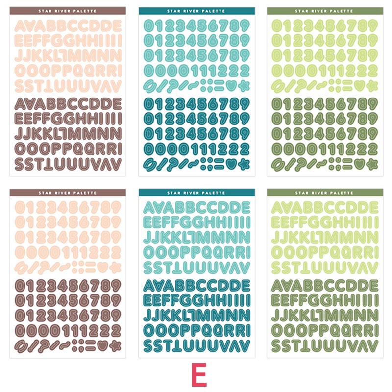 6 Lembar Stiker Angka Huruf Warna-Warni Untuk Dekorasi Handbook DIY