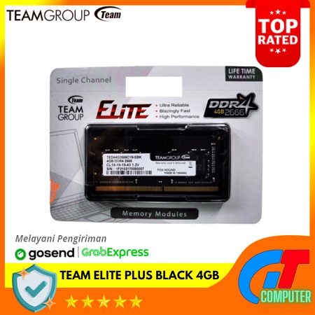 SODIM TEAM ELITE PLUS BLACK 4GB DDR 4 PC 2666  - LIFETIME WARANTY