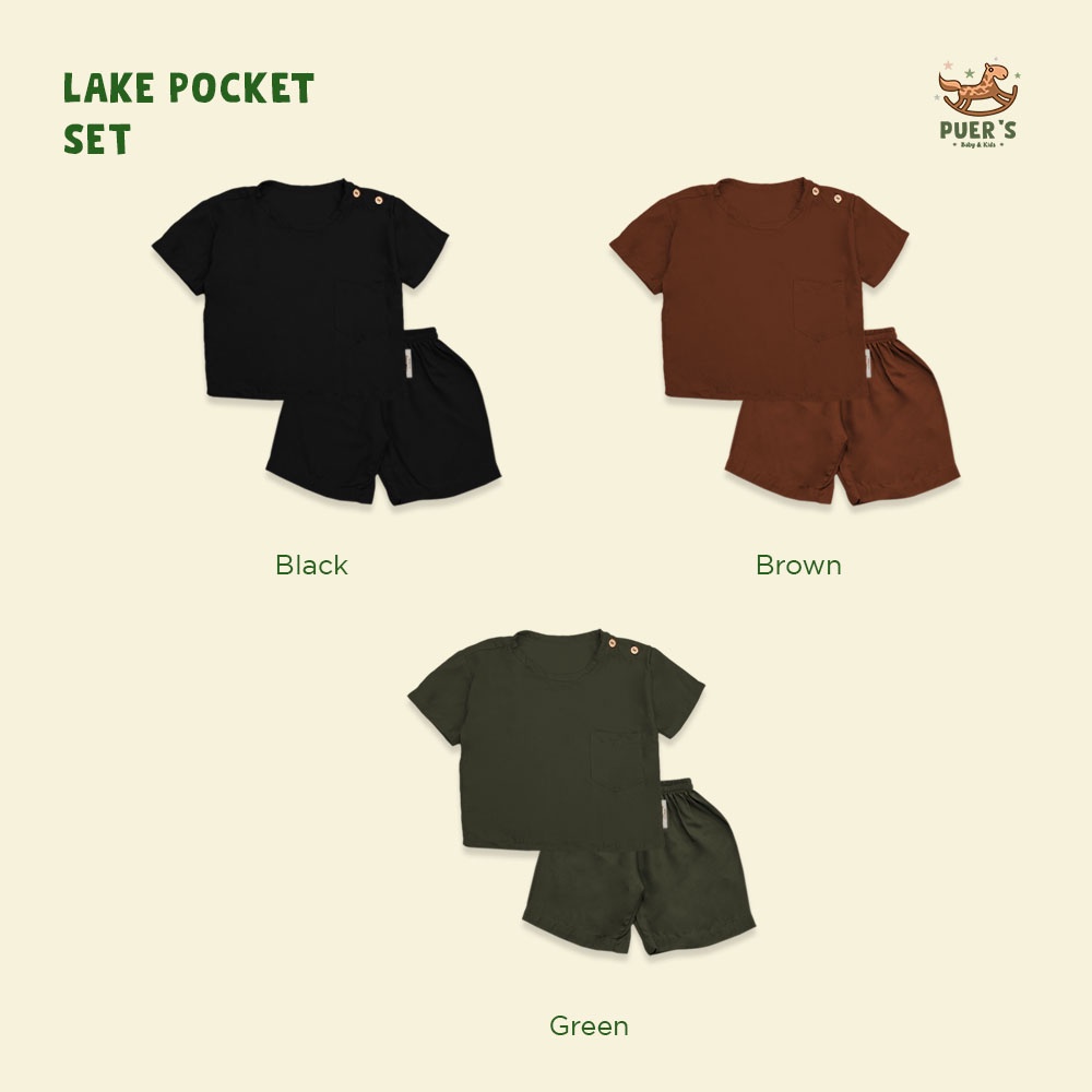 SETELAN ANAK PUER'S LAKE POCKET POLOS (SETELAN PIYAMA/ SETELAN KEMEJA ANAK/ SETELAN ANAK UNISEX)