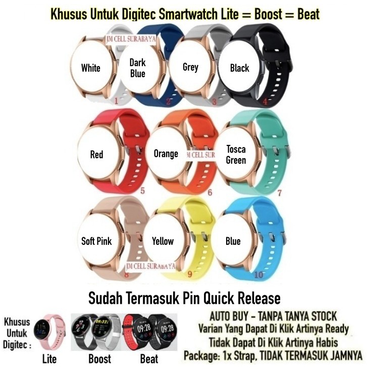 Tali Strap Digitec Smartwatch Lite / Boost / Beat -Sport Rubber Active