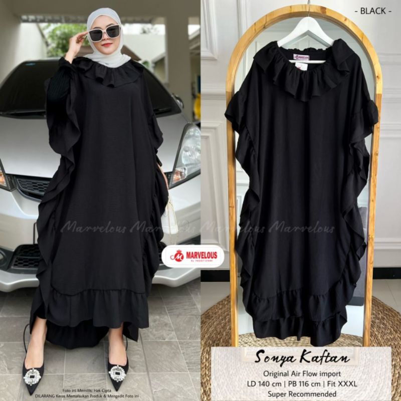 SONYA KAFTAN BY MARVELOUS / KAFTAN POLOS MUSLIMAH / Kaftan wanita airflow import rekomended