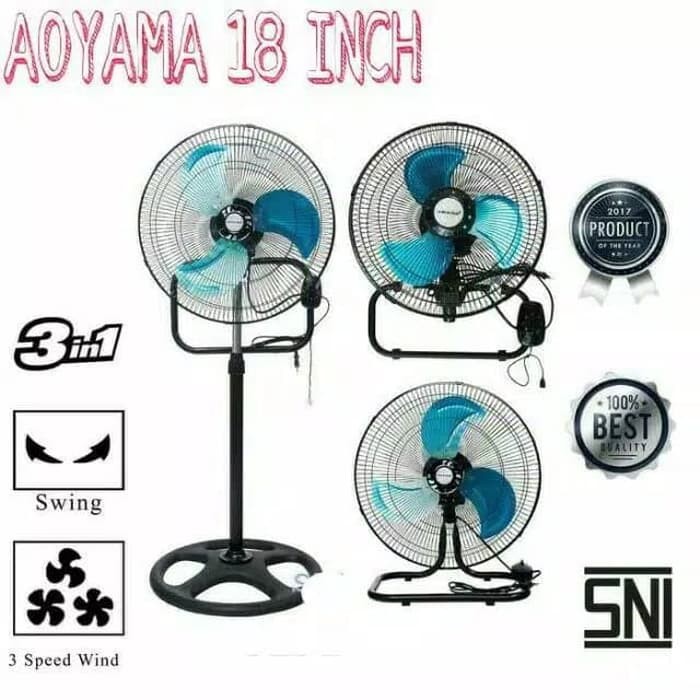 AOYAMA kipas angin berdiri besi 3 in 1 Tornado fan 18 inch