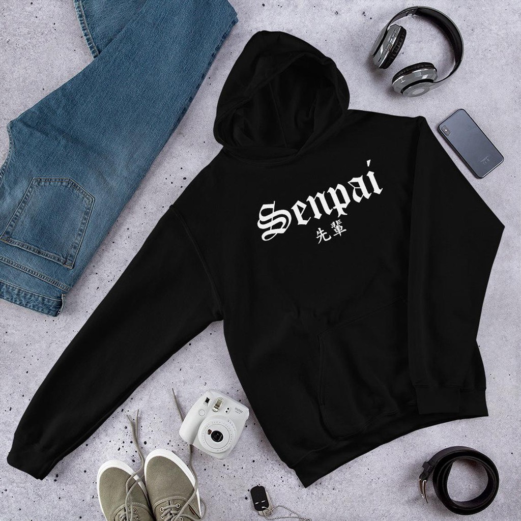 Hoodie Senpai Kanji Japan cotton fleece