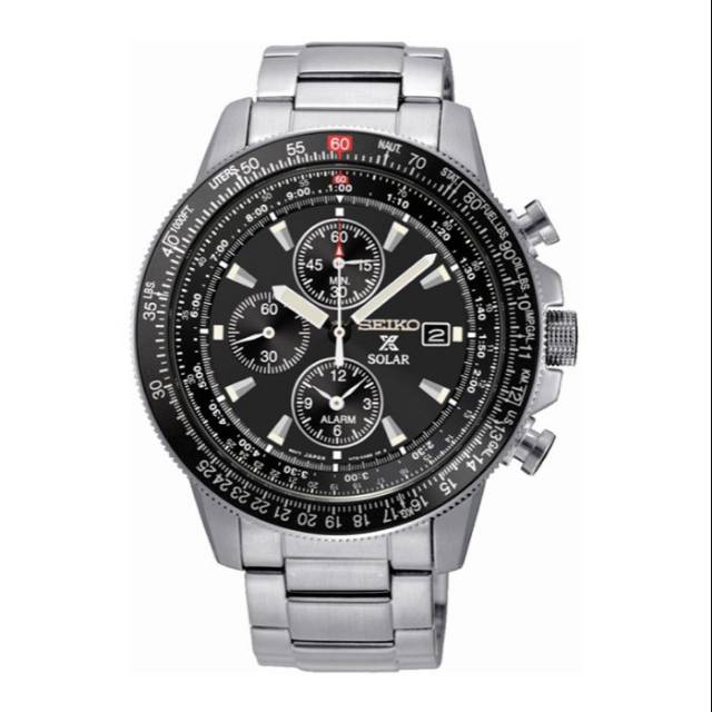 Jam Tangan Pria SEIKO SSC009 Chronograph Flightmaster Dual Time Watch Original SSC009P1