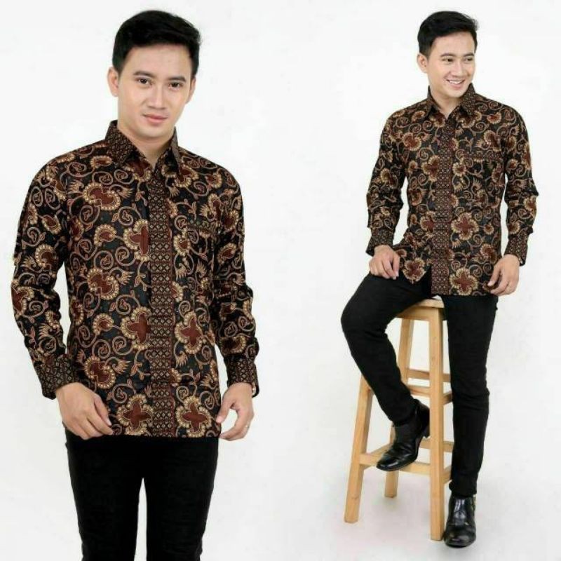 Kemeja Batik Pria Lengan Panjang Baju Batik Eksklusif motif Batman