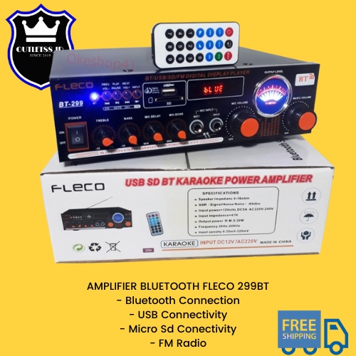 Power amplifier Fleco BT 299 Amplifier Fleco BT 299 Ac dan DC Ampli Subwoofer Bluetooth BT 299 Ac DC