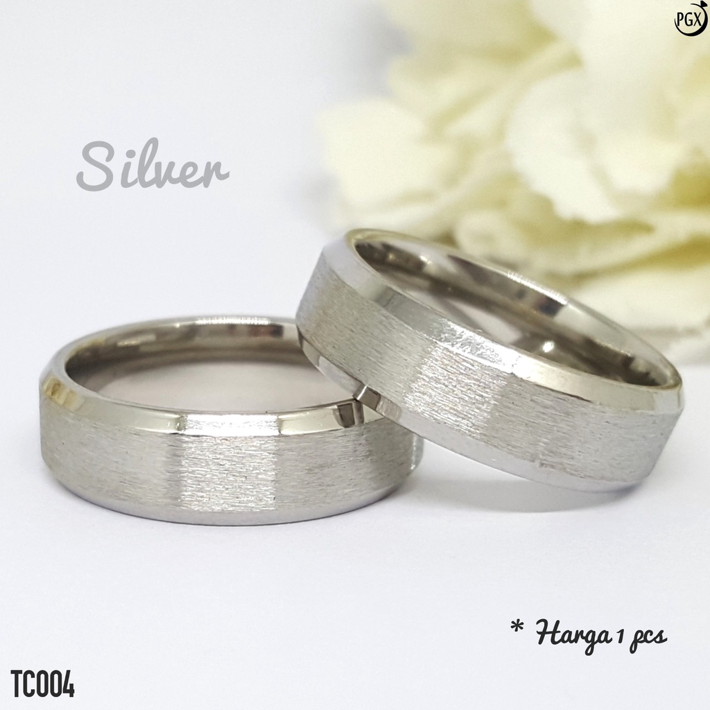 PGX Cincin Titanium Couple Emas Hitam Aksesoris Fashion Perhiasan Anti Karat - TC004