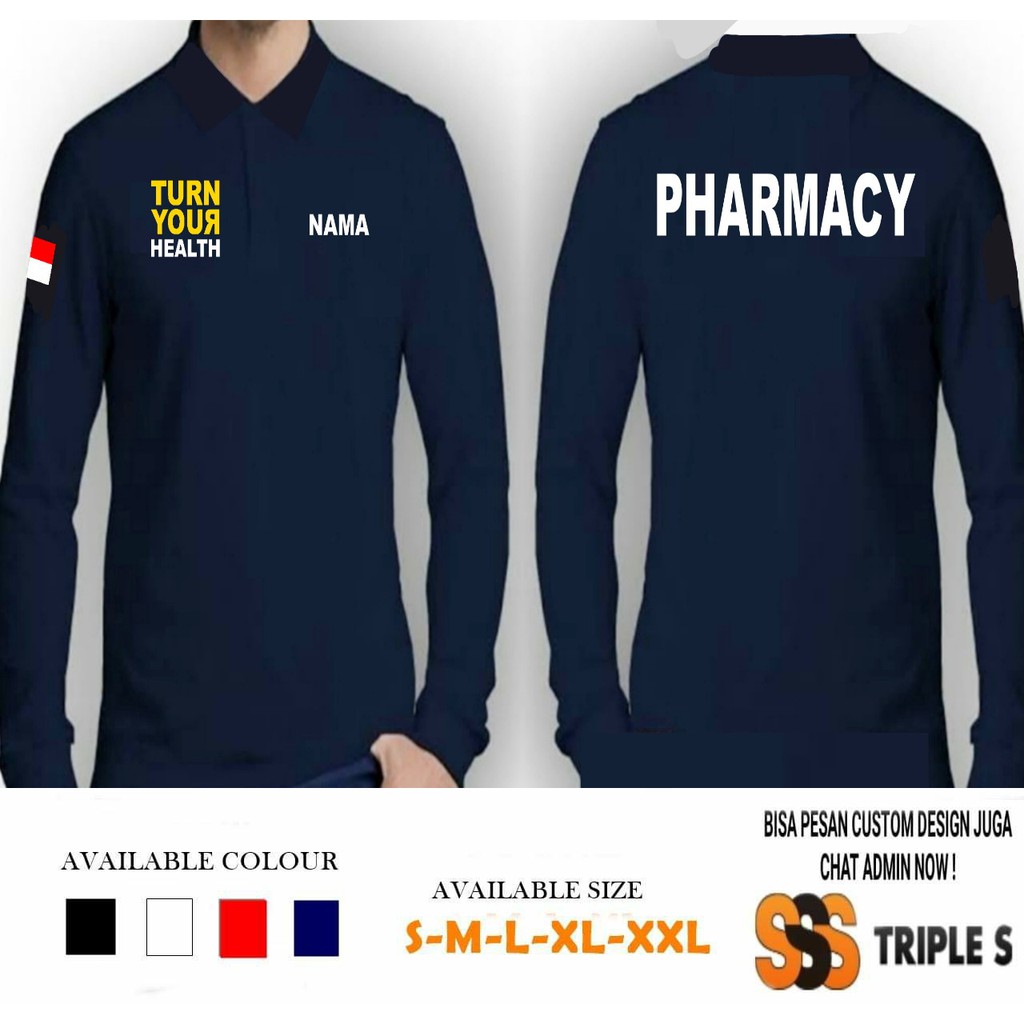 KAOS KERAH PROFESI PHARMACY TURN YOUR HEALTH - BISA REQUEST NAMA SHIRT BERKERAH