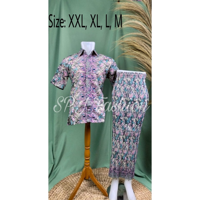 GRAND DESAIN  COUPLAN KEMEJA BATIK LENGAN PENDEK/KEMEJA PESTA/KELUARGA/COUPLAN/KONDANGAN TERLARIS BY SPJ FASHION