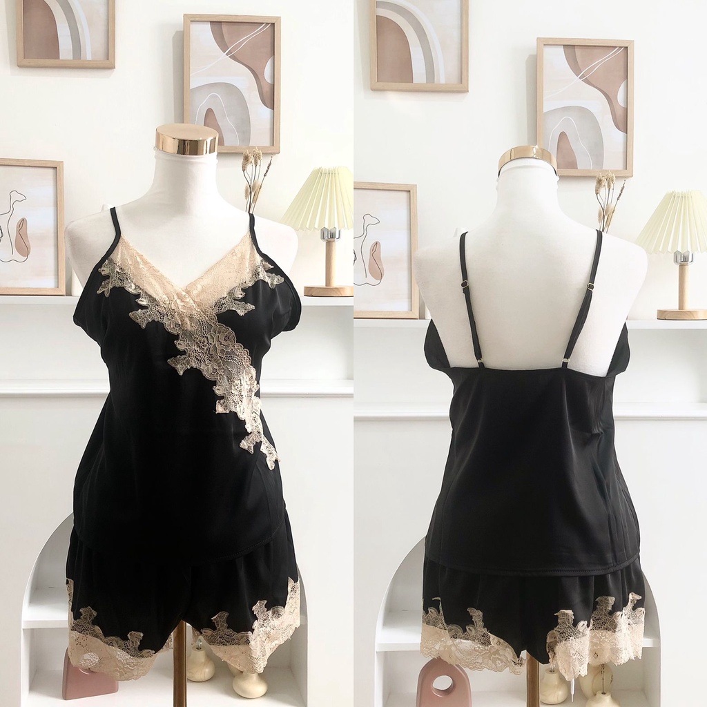 Wainodshop - MELVIA sexy lingerie set-Black