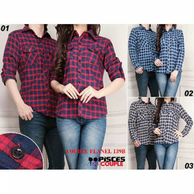 kaos couple flanel 139B lengan panjang - baju pasangan