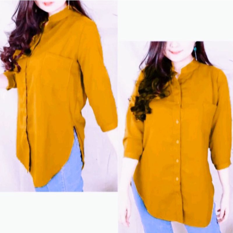 REAL PICTURE Blouse / Kemeja Wanita Lengan 7 per 8 / Kemeja Wanita BIG SIZE-3