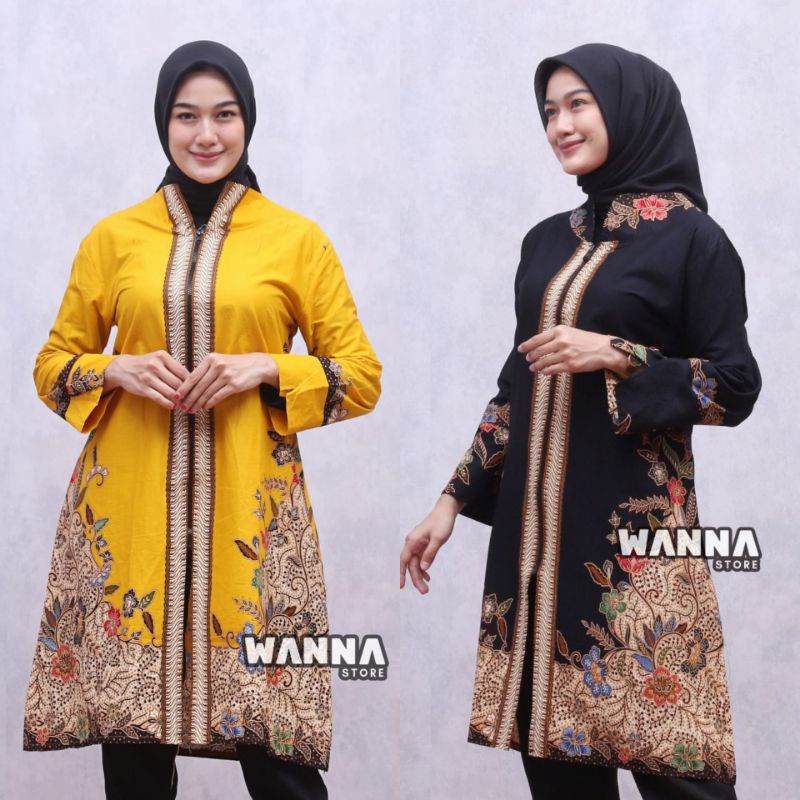 ATASAN BATIK WANITA ZIPPER DEPAN NGARSOPURO EXLCUSIVE UNGGUL JAYA